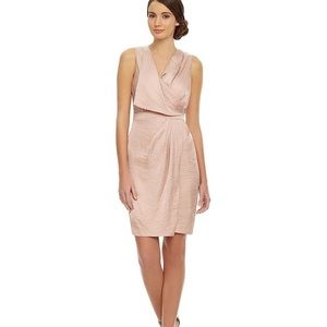 Vera Wang Charmeuse Foldover Drape Sheath Dress 4